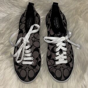 COACH Women’s Signature Canvas Lace-Up Sneakers in Black/Gray